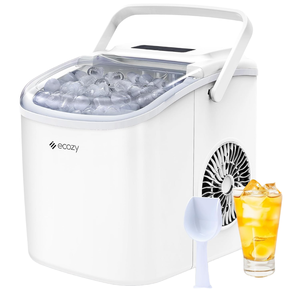 For Ecozy Countertop Portable Pebble Ice Maker 9 Cubes in 6 Mins for Household or Hotel Use <b>Plastic</b> Housing with Ice Bags Basket - Product Image 1