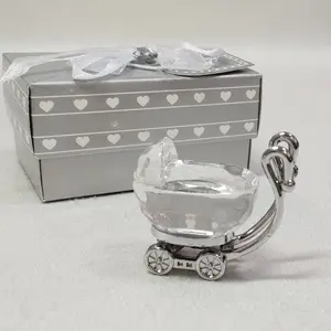 Candle souvenir crystal craft carriage wedding favors cake place card holder spoon box