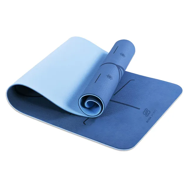 Tapis de yoga bicolore de haute qualité, tapis de yoga écologique antidérapant, tapis de yoga TPE