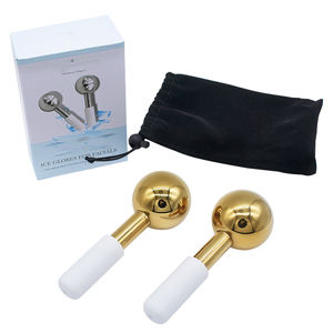 ステンレススチールゴールドカラーフェイスネックボディアイコールドマッサージャー360回転アイスグローブフェイシャルローラー - Product Image 4