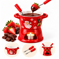 Pot à fondue en céramique fait main de style nordique en forme de T, à double poignée, pour chocolat et fromage, idéal pour Noël
