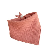 Serviette triangulaire pour bébé en tissu crêpe pur coton, imperméable, résistante aux taches, couleur unie, anti-vomissement pour enfants