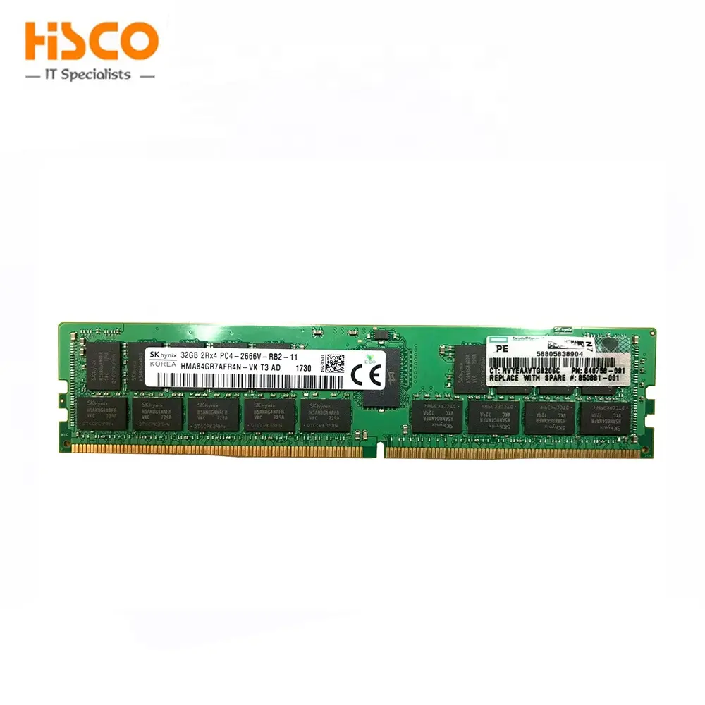 815100-B21 32GB (1x32GB) 2666MHz PC4-21300 Cl19 Ecc مسجلة المزدوج رتبة X4 1.2V DDR4 SDRAM 288-دبوس RDIMM ذاكرة
