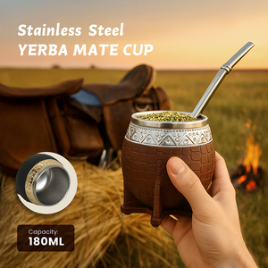 Copa de Mate Argentina de Acero Inoxidable, Doble Pared, Aislamiento al Vacío, Textura Retro Croc, 200ml, <span class=keywords><strong>Libre</strong></span> de BPA, para Fiestas, Exteriores, Comedor, Cafetería - Product Image 3