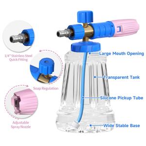 Nuevo diseño, Cañón de espuma de lavado de coches de alta presión de 1500W, plástico transparente, enchufe rápido, limpieza de presión de pulverización ajustable en forma de ventilador - Product Image 2