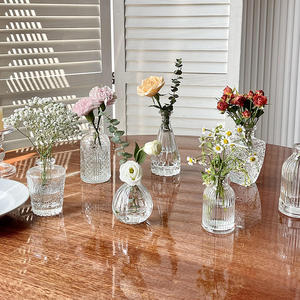 Petit rond clair vide huile aromatique huile essentielle parfum roseau diffuseur bouteille en verre pour la décoration de la maison <span class=keywords><strong>Vase</strong></span> à fleurs en verre - Product Image 1