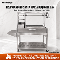 Barbecues de style Santa Maria avec brasero latéral en acier inoxydable, barbecue professionnel au charbon de bois de style argentin Gaucho