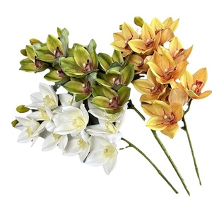 Venta caliente <span class=keywords><strong>10</strong></span> cabezas 3D flores artificiales Real Touch Cymbidium orquídea en venta - Product Image 6