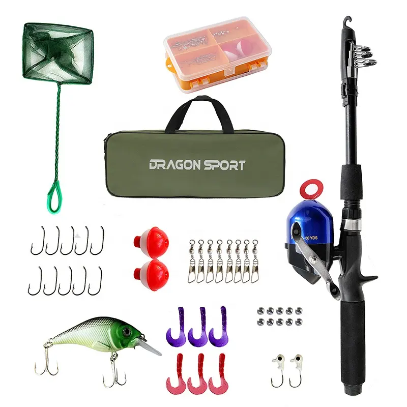 Dragon sport Fishing Rod ultra light Reel Combos Full Kit Fishing Accessories for Kid Beginners Adults Freshwater Saltwater