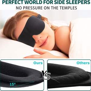 Masque de voyage personnalisable en mousse à mémoire de forme 3D noire, léger, en soie glacée, avec logo personnalisé, pour la santé oculaire - Vente chaude - Product Image 3