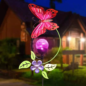 Lámpara Solar de Jardín con Forma de Mariposa, de Metal, con LED, Cristal Agrietado, Decoración para Exteriores, Resistente al Agua, Autoportante - Product Image 3