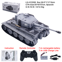 Char de combat RC 1/24, télécommande 2.4G, char allemand Tiger de la Seconde Guerre mondiale, véhicule blindé électrique avec tir, jouet éducatif, kit de modèle