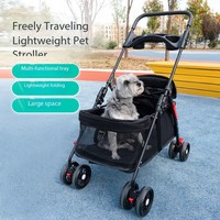 Poussette pliable et réglable pour chiens et chats, légère, à 4 roues, en tissu Oxford, capacité 30 kg, pour petits animaux – Meilleure vente