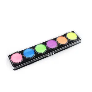 Mini palette ronde de 6 couleurs, promotion super march 2023, fournisseurs de peinture corporelle activée à l'eau, palette de peinture pour le visage