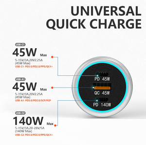 <span class=keywords><strong>Chargeur</strong></span> de voiture USB C haute puissance 230W, adaptateur PD 140W QC 45W, <span class=keywords><strong>chargeur</strong></span> de téléphone 3 ports Type C pour ordinateur portable <span class=keywords><strong>MacBook</strong></span> <span class=keywords><strong>iPhone</strong></span> iPad Samsung - Product Image 3