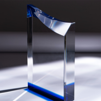 Trophées en cristal bleu gravés au laser avec logo personnalisé, étanches, plaques en cristal K9 de qualité supérieure pour les réalisations professionnelles et sportives