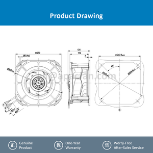 พัดลมระบายความร้อนแบบแรงเหวี่ยง ebmpapst K3G225-RE07-03 230V AC 270x270x131มม. 170W 1.4A 705ลูกบาศก์เมตร/ชม. ลูกปืนแบบลูกกลิ้ง IP54 EC - Product Image 4