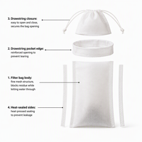 Grands sachets de thé pour bain de bain en non-tissé avec cordon de serrage, sachets filtrants pour thé en vrac, sachets jetables pour infusion de plantes