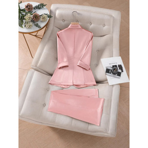 Pink Satin Women's Suit Set Three Quarter Sleeve Formal Wear For Commute Spring Summer Autumn Cross Border Wholesale - Product Image 4