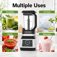 Blender Smoothie 6 Pisau Baja Tahan Karat Bersertifikasi CE, Kontrol Touchpad 3 Kecepatan, Kapasitas Besar untuk Penggunaan Komersial dan Rumah Tangga