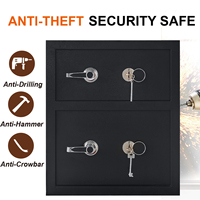 Coffre-fort ignifuge à double porte noir, robuste, 100 kg, grande capacité, serrure à clé, garantie 5 ans, certifié ISO, pour la maison, le bureau, l'hôtel