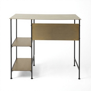 Modern Metal Office <b>Desk</b> Storage <b>Shelves</b> Rectangular Computer Workstation Freestanding Home Office Furniture - Product Image 1