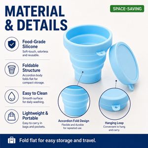 LA Durable Reusable Multi-Color Foldable Silicone Sports <b>Cup</b> Drinkware Portable for Outdoor Camping Bar <b>Travel</b> Picnic ODM OEM - Product Image 4
