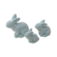 Figurines de lapin de Pâques modernes en céramique avec flocage - Origine CN/FUJ - Accessoires de décoration de table pour l'anniversaire et la maison