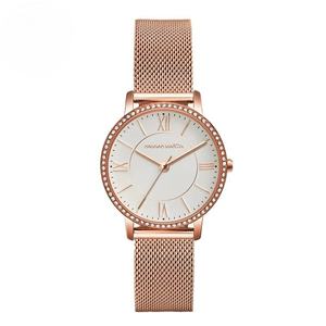 Reloj de Cuarzo para Mujer al por Mayor, con Bisel de Cristal, Correa de Malla de Acero Inoxidable en Oro Rosa, Estilo Minimalista, Casual y de Negocios - Product Image 1