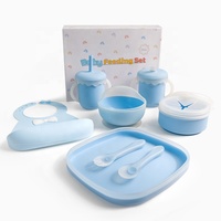Ensemble de vaisselle en silicone pour bébé personnalisé, rose foncé beige, 5 à 14 pièces, motif animal mignon, qualité alimentaire, adapté aux voyages