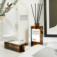Diffuseur de parfum d'ambiance carré en verre ambré de haute qualité 140 ml avec bouchon en liège