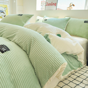 <span class=keywords><strong>Set</strong></span> di <span class=keywords><strong>lenzuola</strong></span> da letto 4 pezzi Double face velluto peluche morbido e lavabile comodi <span class=keywords><strong>Set</strong></span> di <span class=keywords><strong>lenzuola</strong></span> di <span class=keywords><strong>flanella</strong></span> per l'inverno - Product Image 5