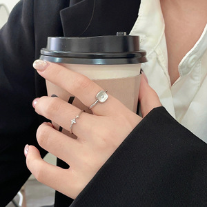 S925 Sterling Silver Geometric <b>Ring</b> With Zircon Inlay For Women Everyday Wear - Product Image 3