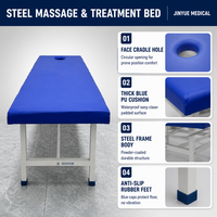 Table d'examen manuelle en cuir écologique en acier inoxydable pour salle blanche d'hôpital, instrument médical