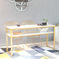 Table et chaise à ongles en marbre nordique Beauty Shop Double Nail Table Light Luxury Iron Dressing Table