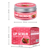 Gommage exfoliant pour les lèvres rose naturel bio végétalien hydratant à la fraise, marque privée, qui laisse les lèvres rouges