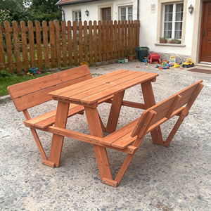 Mesa de Picnic Infantil de Madera con Banco y Respaldo, Mesa de Jardín para Niños, para Manualidades, Comer y Jugar - Product Image 5