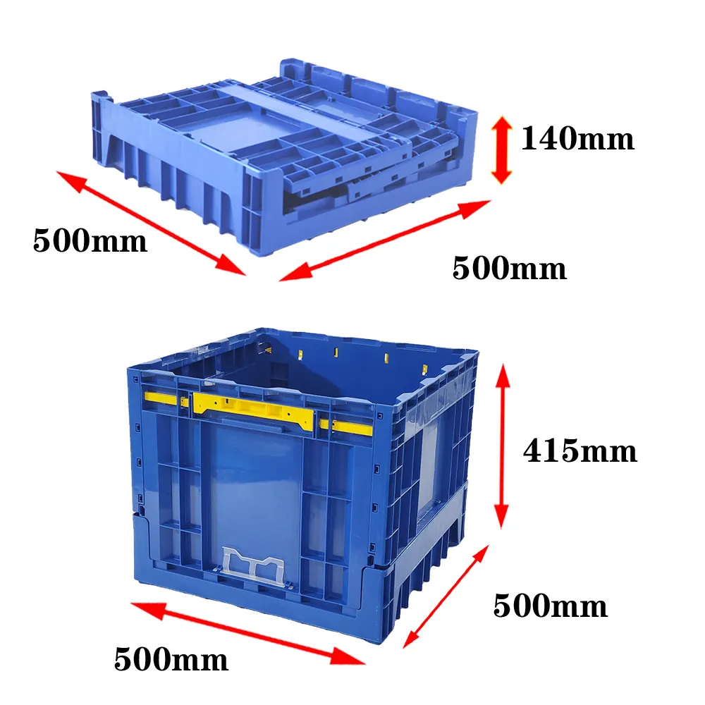 Proveedor de cajas de plástico de China de alta resistencia, contenedor de almacenamiento de plástico plegable, cajas móviles apilables, caja plegable de plástico