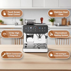 Macchina Professionale per <span class=keywords><strong>Caffè</strong></span> Espresso Semi-Automatica |   1350W Alta Potenza |   20 Bar di Pressione |   Controllo della Temperatura PID con Schermo Touch - Product Image 5