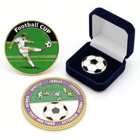 Pièces commémoratives de football 3D en métal estampé, émaillées, double face, personnalisées, avec emballage – Fabrication usine