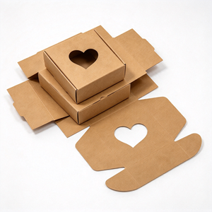 Caja de Regalo de Cartón Kraft Ecológica Personalizada con Ventana en Forma de Corazón, Fácil de Plegar, para Dulces, Joyería, Cosméticos - Product Image 1