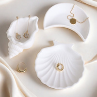 Plateau de rangement en plâtre en forme de coquille, design européen, pour bijoux, montres, clés, bagues - Présentoir de salon à compartiment unique pour table/bureau