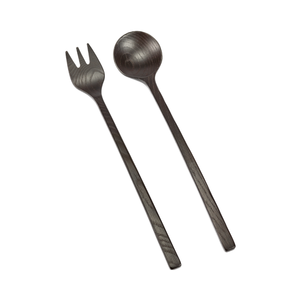 Ensemble d'ustensiles de cuisine en bois d'acacia noir fait main de qualité supérieure, écologique, 2 pièces, spatules, comprenant une cuillère, emballage personnalisé en boîte de couleur - Product Image 1