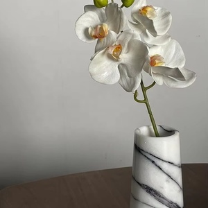 Stonekoc italiano minimalista lilla marmo bianco vaso in pietra modello casa arredamento morbido fiori secchi - Product Image 4