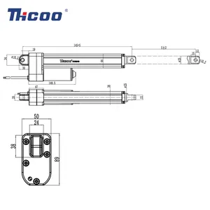 Personalización de carrera 5000N 12V 24V DC Motor de actuador lineal eléctrico impermeable DC para parasol