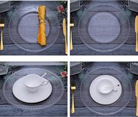 Assiettes de présentation rondes en plastique transparent perlé de 13 pouces pour fêtes, mariages et événements