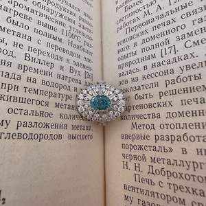 แหวนทรงไข่สไตล์โบราณกลางศตวรรษ พาลัยบา ซี บลู เงินแท้ S925 แหวนทรงรีหรูหราทันสมัย - Product Image 2