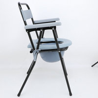 Chaise d'hôpital avec fonction toilette, pieds réglables, chaise de toilette pour personnes âgées, chaise de toilette en acier inoxydable, tabouret réglable en hauteur, support WC
