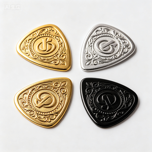 Music Themed Stainless Steel CNC Machined Necklace Custom Engraving Guitar Pick Shape Alloy Pendant for Souvenir - Product Image 1