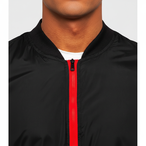 Chaqueta Bomber de lana con cuello levantado, tejido transpirable, estilo de invierno, cierre de cremallera, piel de zorro, piel de vaca, logotipo frontal teñido liso - Product Image 1